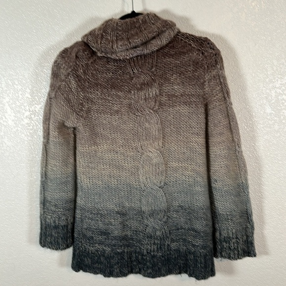 Gradient Cable Knit Wool Mohair Blend Turtleneck Sweater size medium - Picture 5 of 7